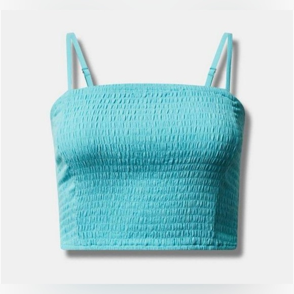 NWT Torrid gauze smocked sleeveless crop cover-up cami blue size 3X - Picture 4 of 7